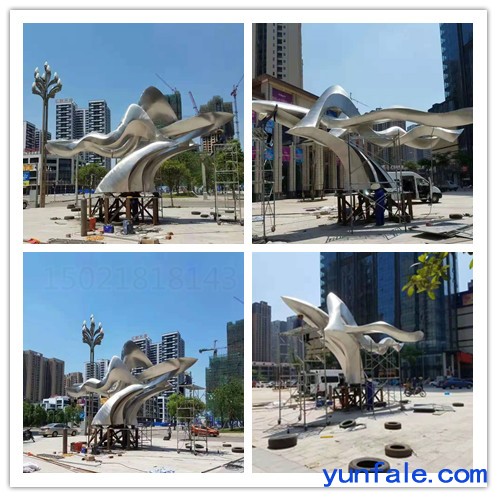徐汇城市景观抽象不锈钢鸟雕塑 拉丝效果飞鸟雕塑设计